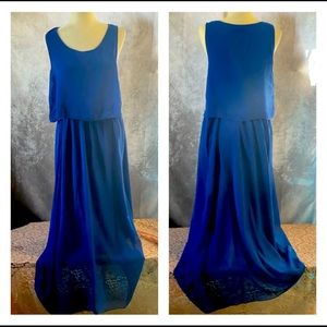 Stanzin blue two layer chiffon maxi dresss